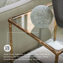 End Table with Storage, Clear Glass Top and Aluminum Base