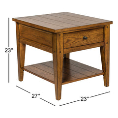End Table with Storage Drawer and Open Shelf in Oak