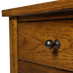 End Table with Storage Drawer and Open Shelf in Oak