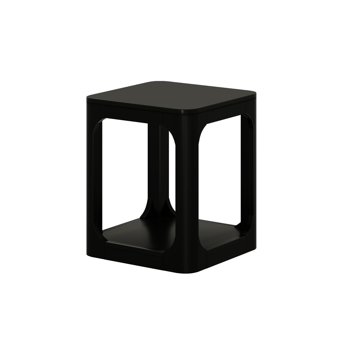End Table with Storage, Solid Pine in Black