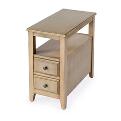 End Table with Two Drawers and Shelf in Solid and Engineered Wood