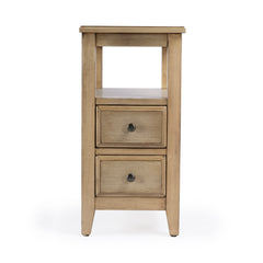 End Table with Two Drawers and Shelf in Solid and Engineered Wood