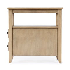 End Table with Two Drawers and Shelf in Solid and Engineered Wood