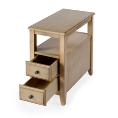 End Table with Two Drawers and Shelf in Solid and Engineered Wood