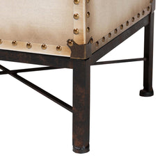 End Table with Two Drawers, Bronze and White Top, Black Steel Base