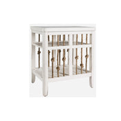 End Table with Two Open Shelves and Rope Panels in White
