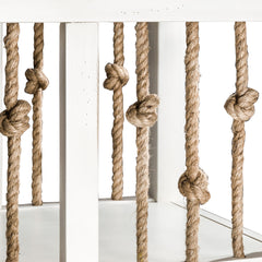 End Table with Two Open Shelves and Rope Panels in White