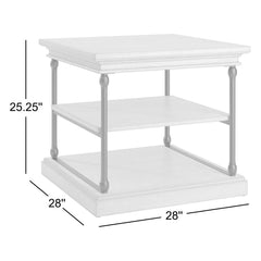 End Table with Wood Top and Iron Frame in Brown