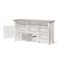 Entertainment Center in Solid Mindi Wood with Hidden Storage