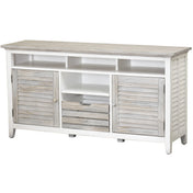 Entertainment Center in Solid Mindi Wood with Hidden Storage