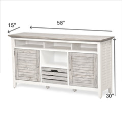 Entertainment Center in Solid Mindi Wood with Hidden Storage