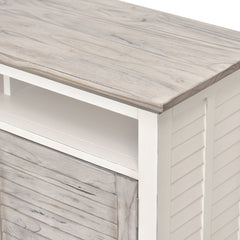 Entertainment Center in Solid Mindi Wood with Hidden Storage