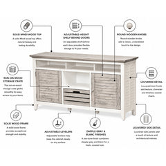 Entertainment Center in Solid Mindi Wood with Hidden Storage