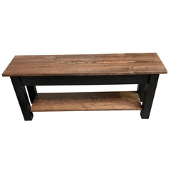 Entryway Bench, 36 in W, Solid Pine with Walnut and Black Finish