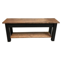 Entryway Bench, 36 in W, Solid Pine with Walnut and Black Finish