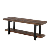 Entryway Bench, 48 in Wide, Natural Solid Wood with Metal Legs