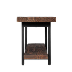 Entryway Bench, 48 in Wide, Natural Solid Wood with Metal Legs
