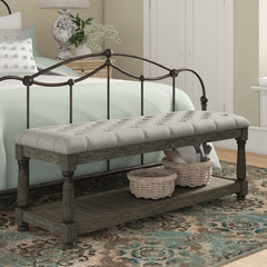Entryway Bench, 48 in Wide with Tufted Fabric Seat