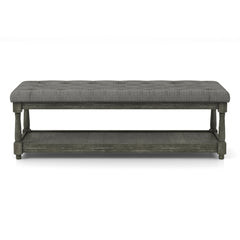Entryway Bench, 48 in Wide with Tufted Fabric Seat