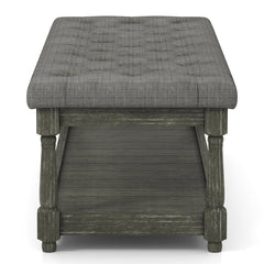 Entryway Bench, 48 in Wide with Tufted Fabric Seat