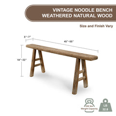 Entryway Bench, 50 in W, Brown Solid Wood