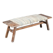 Entryway Bench, 50 in W, Colorful Upholstery with Whitewashed Solid Wood Frame