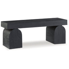 Entryway Bench, 50 Inch Wide, Black Solid Wood with Gray Legs
