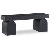 Entryway Bench, 50 Inch Wide, Black Solid Wood with Gray Legs