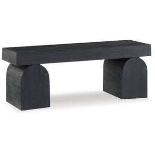 Entryway Bench, 50 Inch Wide, Black Solid Wood with Gray Legs