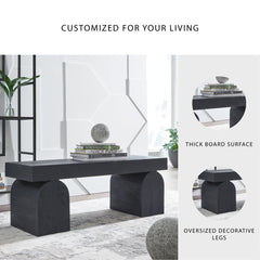 Entryway Bench, 50 Inch Wide, Black Solid Wood with Gray Legs