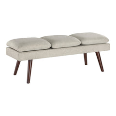 Entryway Bench, 54-Inch, Beige Upholstered with Solid Wood Legs