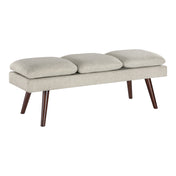 Entryway Bench, 54-Inch, Beige Upholstered with Solid Wood Legs