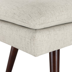 Entryway Bench, 54-Inch, Beige Upholstered with Solid Wood Legs