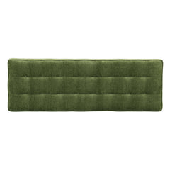Entryway Bench, 55 in Wide, Green Tufted Fabric with Mahogany Legs