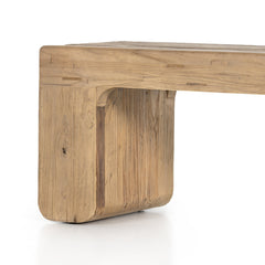 Entryway Bench, 60 in Wide, Natural Elm with Solid Wood Legs