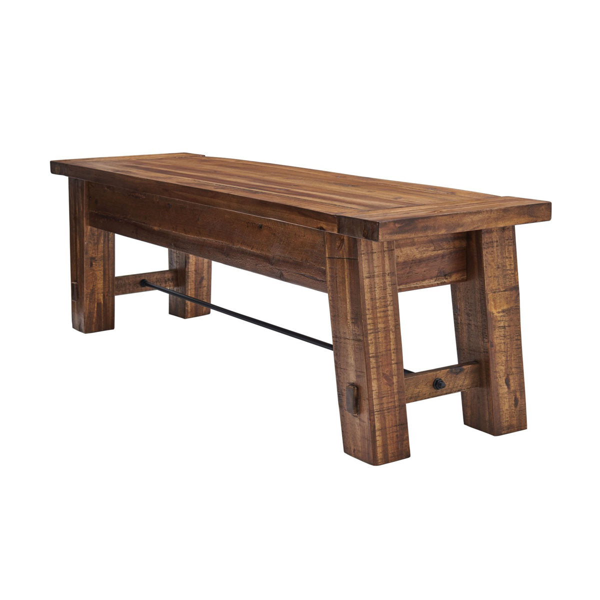 Entryway Bench, 60 In Wide Solid Acacia Wood, Brown