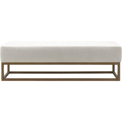 Entryway Bench, 60 in Wide with Polyester and Linen Upholstery