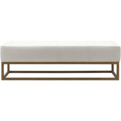 Entryway Bench, 60 in Wide with Polyester and Linen Upholstery