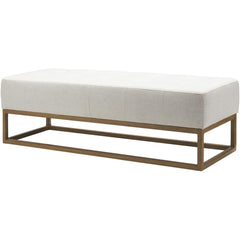 Entryway Bench, 60 in Wide with Polyester and Linen Upholstery