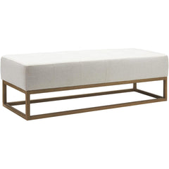 Entryway Bench, 60 in Wide with Polyester and Linen Upholstery