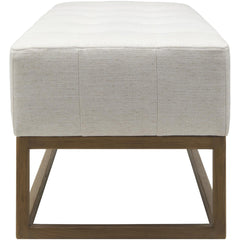 Entryway Bench, 60 in Wide with Polyester and Linen Upholstery