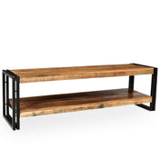 Entryway Bench, 60-Inch Mango Wood with Metal Legs, Honey