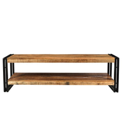 Entryway Bench, 60-Inch Mango Wood with Metal Legs, Honey