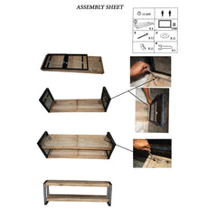 Entryway Bench, 60-Inch Mango Wood with Metal Legs, Honey