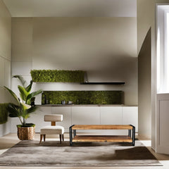 Entryway Bench, 60-Inch Mango Wood with Metal Legs, Honey