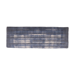 Entryway Bench, Blue Cotton Upholstery with Solid Wood Turned Legs