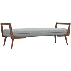 Entryway Bench, Button-Tufted Dark Gray Polyester Blend with Solid Wood Legs