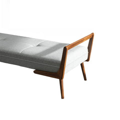 Entryway Bench, Button-Tufted Dark Gray Polyester Blend with Solid Wood Legs