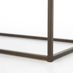Entryway Bench, Ebony Genuine Leather with Iron Legs