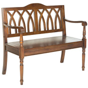 Entryway Bench in Solid Wood with Turned Legs, Dark Teak